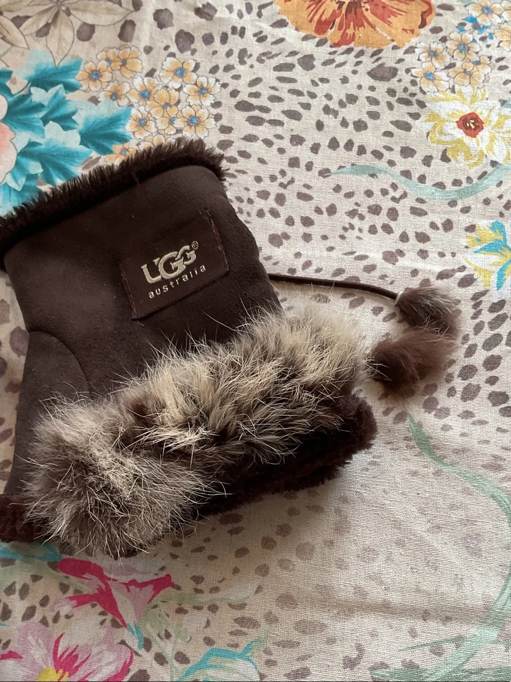 UGG Shearling Mittens with Pom Details